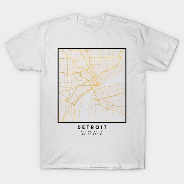 DETROIT MICHIGAN CITY STREET MAP ART T-Shirt by deificusArt